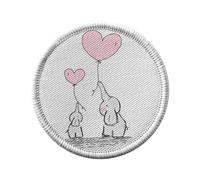 Ecusson Thermocollant Vetement Rond 7cm - Aquarelle Peinture Elephant Ballon Coeur Enfant Mignon - Patch a Repasser pour Reparation ou Customisation T-shirt Sac Jeans Imprime en France