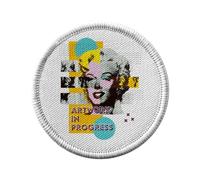 Ecusson Thermocollant Vetement Rond 7cm - Artwork In progress Marilyn Pop Art 60's - Patch a Repasser pour Reparation ou Customisation T-shirt Sac Jeans Imprime en France