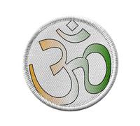 Ecusson Thermocollant Vetement Rond 7cm - AUM Couleurs de l'Inde signe Sacre Inde Lumiere Hindouisme - Patch a Repasser pour Reparation ou Customisation T-shirt Sac Jeans Imprime en France