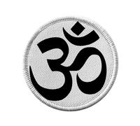 Ecusson Thermocollant Vetement Rond 7cm - AUM signe Sacre Inde Lumiere Hindouisme - Patch a Repasser pour Reparation ou Customisation T-shirt Sac Jeans Imprime en France