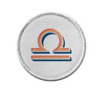 Ecusson Thermocollant Vetement Rond 7cm - Balance Signe astrologie Zodiaque Astres Métaphore Symbole Figure Allegorie - Patch a Repasser pour Reparation ou Customisation T-shirt Sac Jeans Imprime en