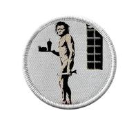 Ecusson Thermocollant Vetement Rond 7cm - Banksy Cro Magnon Fast Food Graffiti Street Art - Patch a Repasser pour Reparation ou Customisation T-shirt Sac Jeans Imprime en France