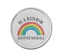 Ecusson Thermocollant Vetement Rond 7cm - Be a Rainbow Discover Yourself LGBTQ+ Gay Lesbien - Patch a Repasser pour Reparation ou Customisation T-shirt Sac Jeans Imprime en France