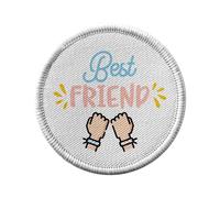 Ecusson Thermocollant Vetement Rond 7cm - Best Friend Meilleure Copine Fille Amitié Copain - Patch a Repasser pour Reparation ou Customisation T-shirt Sac Jeans Imprime en France