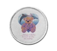 Ecusson Thermocollant Vetement Rond 7cm - Better in the Morning Ourson Dauphin Collage Vintage Illustration Art Humour Psychedelique - Patch a Repasser pour Reparation ou Customisation T-shirt Sac