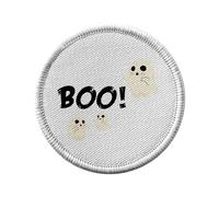 Ecusson Thermocollant Vetement Rond 7cm - Boo! Little Ghosts Halloween Drawing Cute - Patch a Repasser pour Reparation ou Customisation T-shirt Sac Jeans Imprime en France