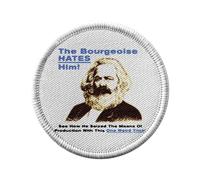 Ecusson Thermocollant Vetement Rond 7cm - Bourgeoise Karl Marx Meme Collage Vintage Illustration Art Humour Parodie - Patch a Repasser pour Reparation ou Customisation T-shirt Sac Jeans Imprime en