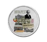 Ecusson Thermocollant Vetement Rond 7cm - Budapest Vintage Collage Vintage Voyage Hongrie - Patch a Repasser pour Reparation ou Customisation T-shirt Sac Jeans Imprime en France
