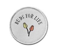 Ecusson Thermocollant Vetement Rond 7cm - Buds for Life Plants Pot Gardening Flowers - Patch a Repasser pour Reparation ou Customisation T-shirt Sac Jeans Imprime en France