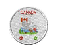 Ecusson Thermocollant Vetement Rond 7cm - Canada Is Calling Me Nature Landscape Lake - Patch a Repasser pour Reparation ou Customisation T-shirt Sac Jeans Imprime en France