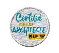 Ecusson Thermocollant Vetement Rond 7cm - Certifié meilleur Architecte de l'univers Construction Art Maison Design Architecture - Patch a Repasser pour Reparation ou Customisation T-shirt Sac Jeans