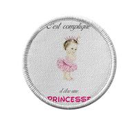 Ecusson Thermocollant Vetement Rond 7cm - C'est Complique D'Etre Une Princesse Fille Enfant Mignon - Patch a Repasser pour Reparation ou Customisation T-shirt Sac Jeans Imprime en France