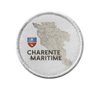 Ecusson Thermocollant Vetement Rond 7cm - Charente Maritime 17 Departement La Rochelle Carte Ancienne - Patch a Repasser pour Reparation ou Customisation T-shirt Sac Jeans Imprime en France