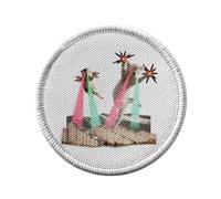 Ecusson Thermocollant Vetement Rond 7cm - Chats Volants Collage Vintage Illustration Art Humour Parodie Animal Aliens - Patch a Repasser pour Reparation ou Customisation T-shirt Sac Jeans Imprime en