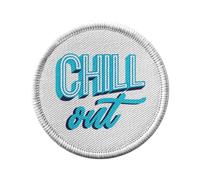 Ecusson Thermocollant Vetement Rond 7cm - Chill Out Typographie Retro 90's Message Texte - Patch a Repasser pour Reparation ou Customisation T-shirt Sac Jeans Imprime en France