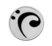 Ecusson Thermocollant Vetement Rond 7cm - Clef de Fa Musique Solfège - Patch a Repasser pour Reparation ou Customisation T-shirt Sac Jeans Imprime en France