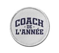 Ecusson Thermocollant Vetement Rond 7cm - Coach de l'année Sport Foot Basket Rugby Handball - Patch a Repasser pour Reparation ou Customisation T-shirt Sac Jeans Imprime en France