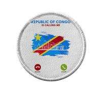 Ecusson Thermocollant Vetement Rond 7cm - Congo Is Calling Me Flag Kinshasa - Patch a Repasser pour Reparation ou Customisation T-shirt Sac Jeans Imprime en France