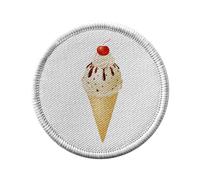 Ecusson Thermocollant Vetement Rond 7cm - Cornet de Crème Glacée Glace Miam Cerise Chantilly Nappage Chocolat - Patch a Repasser pour Reparation ou Customisation T-shirt Sac Jeans Imprime en France