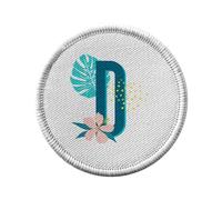 Ecusson Thermocollant Vetement Rond 7cm - D Daniela Denise Lettre Prénom Fleurs Tropicale Exotique - Patch a Repasser pour Reparation ou Customisation T-shirt Sac Jeans Imprime en France