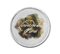 Ecusson Thermocollant Vetement Rond 7cm - Da Vinci Signature Peinture Peintre Inventeur Artiste Renaissance Dessin Architecture Sculpture - Patch a Repasser pour Reparation ou Customisation T-shirt