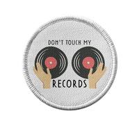Ecusson Thermocollant Vetement Rond 7cm - Don't Touch My Records Music DJ Vintage Vinyl - Patch a Repasser pour Reparation ou Customisation T-shirt Sac Jeans Imprime en France