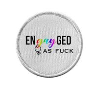 Ecusson Thermocollant Vetement Rond 7cm - En-gay-ged As Fuck Fiancé Mariage LGBTQ+ - Patch a Repasser pour Reparation ou Customisation T-shirt Sac Jeans Imprime en France