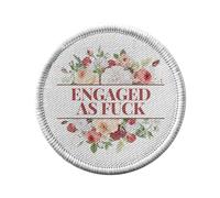 Ecusson Thermocollant Vetement Rond 7cm - Engaged As Fuck Mariage Mariée Bouquet Fleurs - Patch a Repasser pour Reparation ou Customisation T-shirt Sac Jeans Imprime en France