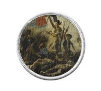 Ecusson Thermocollant Vetement Rond 7cm - Eugene Delacroix La Liberte Guidant le Peuple Revolution - Patch a Repasser pour Reparation ou Customisation T-shirt Sac Jeans Imprime en France