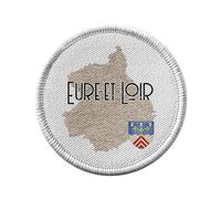 Ecusson Thermocollant Vetement Rond 7cm - Eure et Loir 28 Département Chartres Carte Ancienne - Patch a Repasser pour Reparation ou Customisation T-shirt Sac Jeans Imprime en France