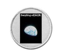 Ecusson Thermocollant Vetement Rond 7cm - Everything Will Be OK. Ecologie Planete Terre Collage Vintage Illustration Art Humour - Patch a Repasser pour Reparation ou Customisation T-shirt Sac Jeans