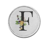 Ecusson Thermocollant Vetement Rond 7cm - F Fanny Fleur Florence Lettre Alphabet Prénom - Patch a Repasser pour Reparation ou Customisation T-shirt Sac Jeans Imprime en France