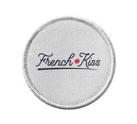 Ecusson Thermocollant Vetement Rond 7cm - French Kiss Amour Bisou Amoureux Coeur - Patch a Repasser pour Reparation ou Customisation T-shirt Sac Jeans Imprime en France