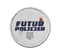 Ecusson Thermocollant Vetement Rond 7cm - Futur Policier Métier Avenir Loi Sécurité - Patch a Repasser pour Reparation ou Customisation T-shirt Sac Jeans Imprime en France