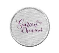 Ecusson Thermocollant Vetement Rond 7cm - Garçon d'Honneur Mariage Noces Marié Calligraphie - Patch a Repasser pour Reparation ou Customisation T-shirt Sac Jeans Imprime en France