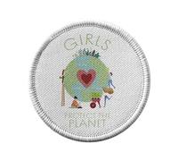 Ecusson Thermocollant Vetement Rond 7cm - Girls Protect the Planet Ecologie Nature - Patch a Repasser pour Reparation ou Customisation T-shirt Sac Jeans Imprime en France