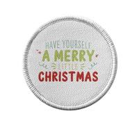 Ecusson Thermocollant Vetement Rond 7cm - Have Yourself a Merry Little Christmas Noel Hiver Cadeau - Patch a Repasser pour Reparation ou Customisation T-shirt Sac Jeans Imprime en France