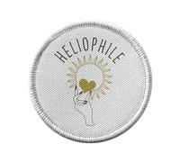 Ecusson Thermocollant Vetement Rond 7cm - Heliophile Soleil Passion Eté Plaisir Style Bohémien - Patch a Repasser pour Reparation ou Customisation T-shirt Sac Jeans Imprime en France