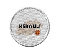 Ecusson Thermocollant Vetement Rond 7cm - Hérault 34 Département Montpellier Carte Ancienne Occitanie - Patch a Repasser pour Reparation ou Customisation T-shirt Sac Jeans Imprime en France