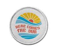 Ecusson Thermocollant Vetement Rond 7cm - Here comes the Sun Musique Musicien Instrument - Patch a Repasser pour Reparation ou Customisation T-shirt Sac Jeans Imprime en France