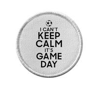 Ecusson Thermocollant Vetement Rond 7cm - I can't Keep Calm it's Game Day Foot Match Samedi - Patch a Repasser pour Reparation ou Customisation T-shirt Sac Jeans Imprime en France