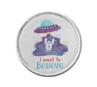 Ecusson Thermocollant Vetement Rond 7cm - I want to Believe Enfant Rêve Mythe Ovni - Patch a Repasser pour Reparation ou Customisation T-shirt Sac Jeans Imprime en France