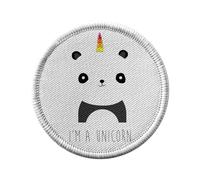Ecusson Thermocollant Vetement Rond 7cm - I'm a Unicorn Je Suis une Licorne Dessin Panda Corne Arc-en-ciel - Patch a Repasser pour Reparation ou Customisation T-shirt Sac Jeans Imprime en France