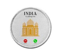 Ecusson Thermocollant Vetement Rond 7cm - India Is Calling Me Taj Mahal Heritage - Patch a Repasser pour Reparation ou Customisation T-shirt Sac Jeans Imprime en France