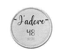 Ecusson Thermocollant Vetement Rond 7cm - J'Adore 48 Lozere Departement France Region Mende - Patch a Repasser pour Reparation ou Customisation T-shirt Sac Jeans Imprime en France