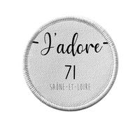 Ecusson Thermocollant Vetement Rond 7cm - J'Adore 71 Saone Et Loire Departement France Region Macon - Patch a Repasser pour Reparation ou Customisation T-shirt Sac Jeans Imprime en France
