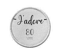 Ecusson Thermocollant Vetement Rond 7cm - J'Adore 80 Somme Departement France Region Amiens - Patch a Repasser pour Reparation ou Customisation T-shirt Sac Jeans Imprime en France