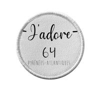 Ecusson Thermocollant Vetement Rond 7cm - J'Adore 84 Pyrenees Atlantiques Departement France Region Pau - Patch a Repasser pour Reparation ou Customisation T-shirt Sac Jeans Imprime en France