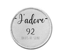 Ecusson Thermocollant Vetement Rond 7cm - J'Adore 92 Hauts De Seine Departement France Region Nanterre - Patch a Repasser pour Reparation ou Customisation T-shirt Sac Jeans Imprime en France