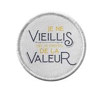 Ecusson Thermocollant Vetement Rond 7cm - Je ne Vieillis pas je Prends de la Valeur Humour Papa Papy - Patch a Repasser pour Reparation ou Customisation T-shirt Sac Jeans Imprime en France